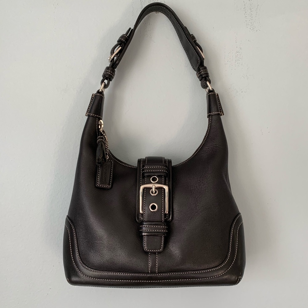 Coach Leather Black Hobo Handbag